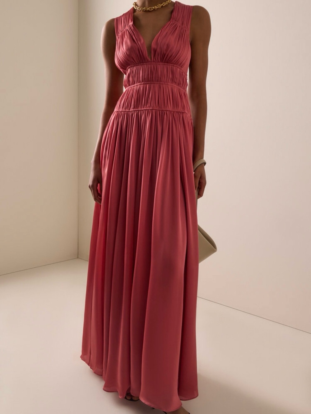 Ulla Johnson Sleeveless V-Neck Maxi Dress in Rose